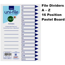 Marlin File dividers / indexes 160gsm Pastel Board - A to Z